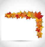 Colorful autumn maple leaves with note paper
