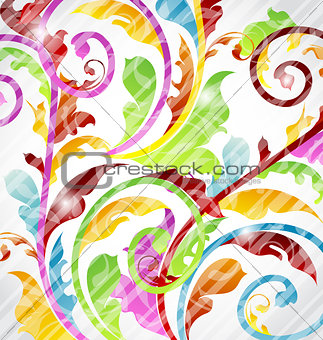 Abstract multicolor ornamental wallpaper, design elements
