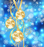 Christmas holiday background with golden balls