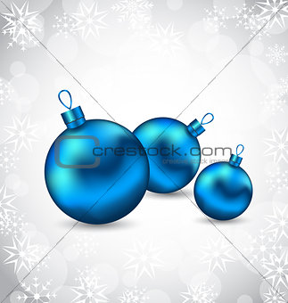 Background with snowflakes and Christmas balls