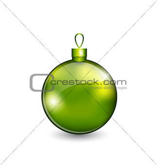 Christmas green ball isolated on white background