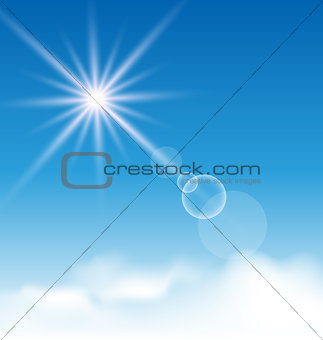 Blue sky with sunlight and clouds