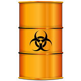 Orange barrel with bioi hazard sign