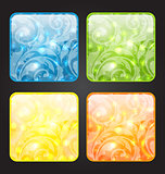 Set four seasonal icon with floral colorful background