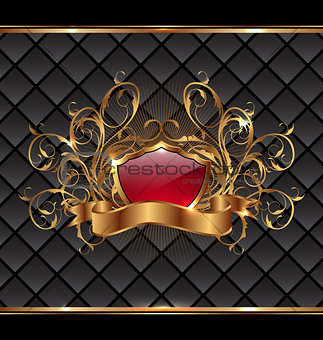 Gold elegance frame with heraldic shield