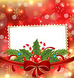 Greeting elegant card with Christmas decoration