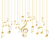 Card with musical notes and golden treble clef