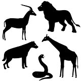 Set 2 of african animals silhouettes