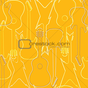 Seamless pattern with guitar silhouettes