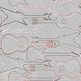 Seamless pattern with guitar silhouettes