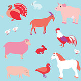 Seamless pattern with farm animals