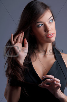girl in a black dress