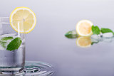 Fresh lemon drink with mint and ice.