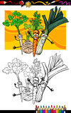 comic vegetables group for coloring book