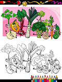 funny vegetables cartoon for coloring book