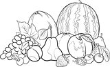 fruits group illustration for Coloring Book