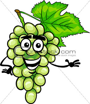 funny white grapes fruit cartoon illustration