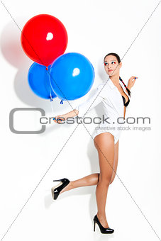 Fashion woman with ballons