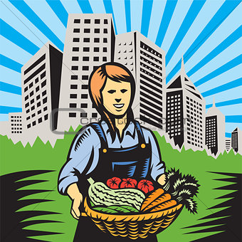 farmer-female-harvest-building