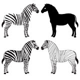 Zebra silhouettes set