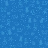 Sea life seamless pattern in blue