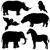 Set 1 of african animals silhouettes