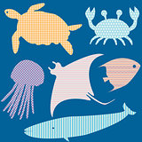 Set 2 of fish silhouettes with simple patterns