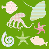 Set 3 of fish silhouettes with simple patterns