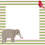 Vector card with elephant and parrot