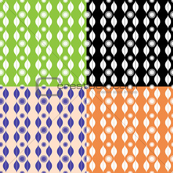 Set of seamless patterns with stripy ornament