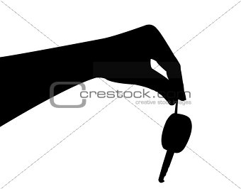 hand giving key, silhouette vector