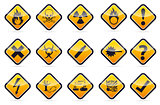 Danger round corner warning sign set