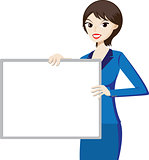 Working woman presentation with whiteboard