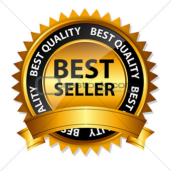Vector best seller gold sign, label template