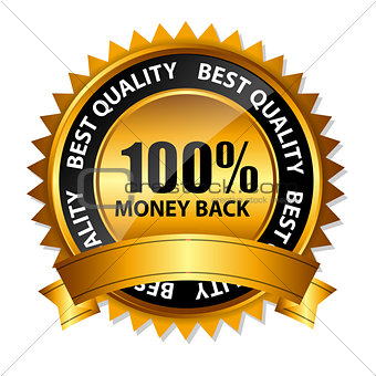Vector 100% money back gold sign, label template