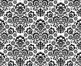 Seamless floral polish pattern - ethnic background in black and white