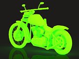 Concept of green glowing motorcycle