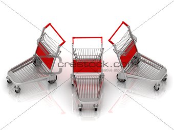 Three carts on wheels
