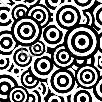Black and white hypnotic seamless pattern background. Vector ill