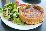 Quiche Lorraine Pastry with Salad Closeup