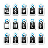 Shopping, price tag, sale vector icons set