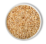 White sesame in plate isolated
