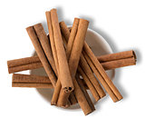 Cinnamon in plate isolated