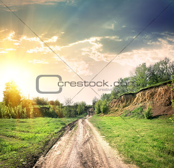 Country road and open land