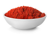 Ground paprika in plate
