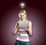 Idea Concept Businesswoman With Touch Pad