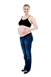 Photo session in studio of pregnant woman