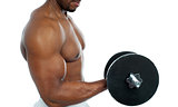 Cropped image of a bodybuilder exercising