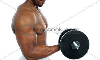 Cropped image of a bodybuilder exercising