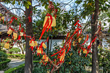Paper prayer ribbons   and wishes Wen Miao confucius temple shan